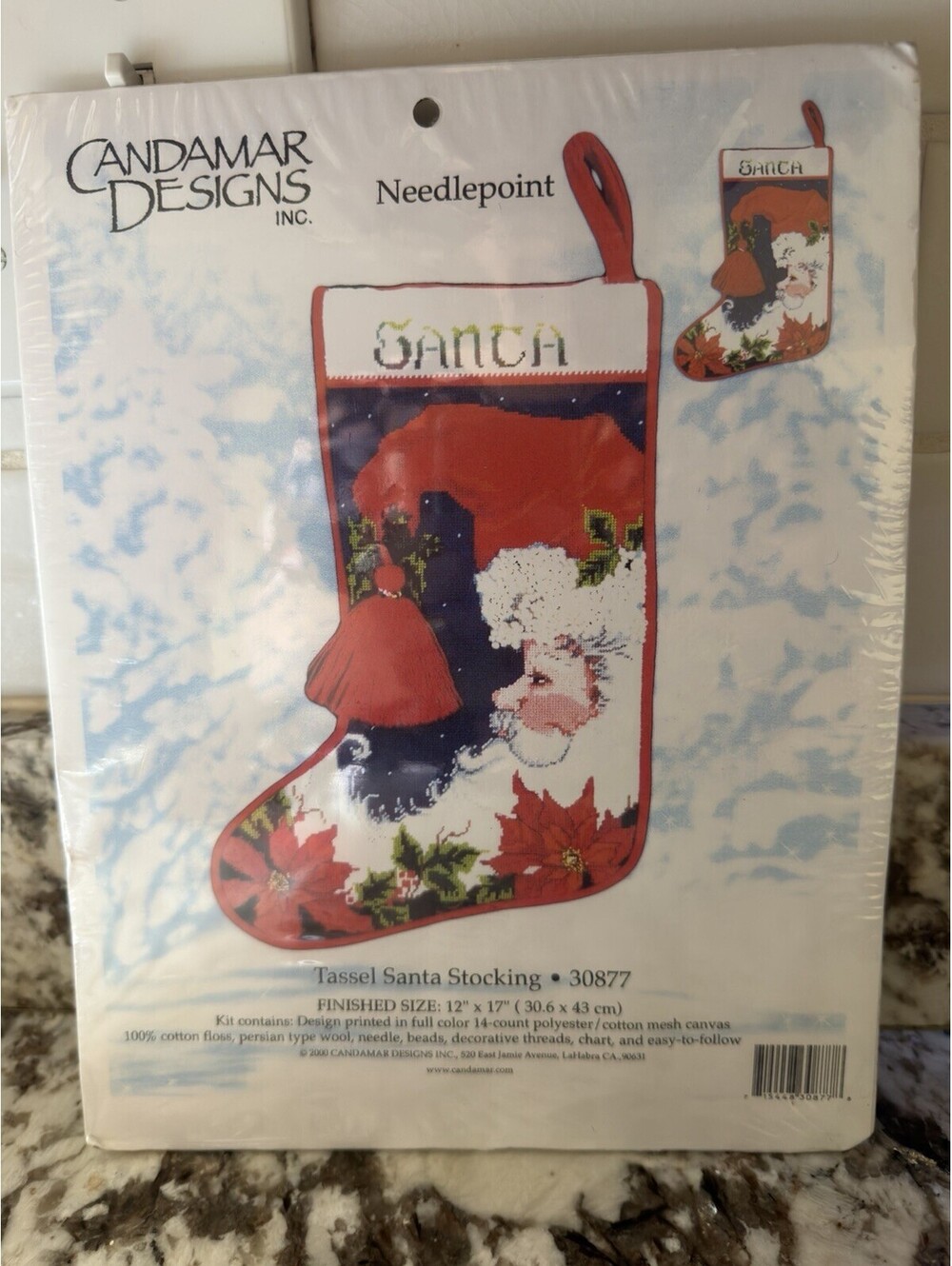 Candamar Designs TASSEL CRESCENT SANTA STOCKING Counted Cross Stitch Kit 30877